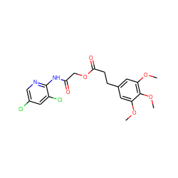 COc1cc(CCC(=O)OCC(=O)Nc2ncc(Cl)cc2Cl)cc(OC)c1OC ZINC000003260592