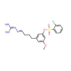 COc1cc(CCC/C=N/N=C(N)N)cc(OS(=O)(=O)c2ccccc2Cl)c1 ZINC000027312330