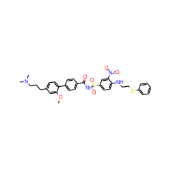 COc1cc(CCCN(C)C)ccc1-c1ccc(C(=O)NS(=O)(=O)c2ccc(NCCSc3ccccc3)c([N+](=O)[O-])c2)cc1 ZINC000028569848