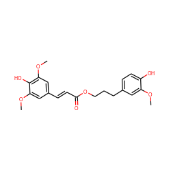 COc1cc(CCCOC(=O)/C=C/c2cc(OC)c(O)c(OC)c2)ccc1O ZINC000653878882