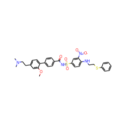 COc1cc(CCN(C)C)ccc1-c1ccc(C(=O)NS(=O)(=O)c2ccc(NCCSc3ccccc3)c([N+](=O)[O-])c2)cc1 ZINC000028570610