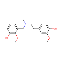 COc1cc(CCN(C)Cc2cccc(O)c2OC)ccc1O ZINC000653727914