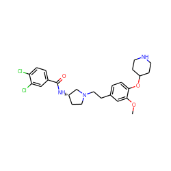COc1cc(CCN2CC[C@H](NC(=O)c3ccc(Cl)c(Cl)c3)C2)ccc1OC1CCNCC1 ZINC000040933866
