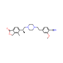 COc1cc(CCN2CCN(C[C@@H](C)c3ccc4c(c3C)COC4=O)CC2)ccc1C#N ZINC000148215056