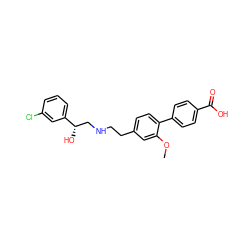 COc1cc(CCNC[C@H](O)c2cccc(Cl)c2)ccc1-c1ccc(C(=O)O)cc1 ZINC000029131920