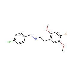 COc1cc(CCNCc2ccc(Cl)cc2)c(OC)cc1Br ZINC000013737381