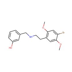 COc1cc(CCNCc2cccc(O)c2)c(OC)cc1Br ZINC000473108534