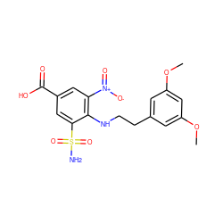 COc1cc(CCNc2c([N+](=O)[O-])cc(C(=O)O)cc2S(N)(=O)=O)cc(OC)c1 ZINC000073220638