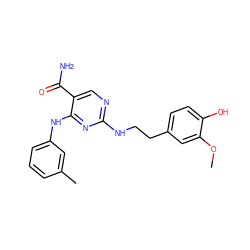 COc1cc(CCNc2ncc(C(N)=O)c(Nc3cccc(C)c3)n2)ccc1O ZINC000028640813