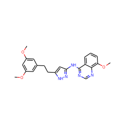 COc1cc(CCc2cc(Nc3ncnc4c(OC)cccc34)n[nH]2)cc(OC)c1 ZINC000653842095