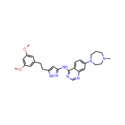 COc1cc(CCc2cc(Nc3ncnc4cc(N5CCCN(C)CC5)ccc34)n[nH]2)cc(OC)c1 ZINC000653848992