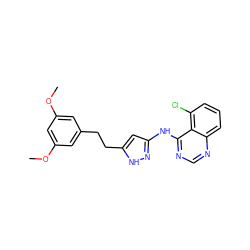 COc1cc(CCc2cc(Nc3ncnc4cccc(Cl)c34)n[nH]2)cc(OC)c1 ZINC000653850706