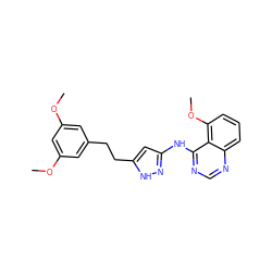 COc1cc(CCc2cc(Nc3ncnc4cccc(OC)c34)n[nH]2)cc(OC)c1 ZINC000653842172