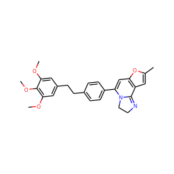 COc1cc(CCc2ccc(C3=Cc4oc(C)cc4C4=NCCN34)cc2)cc(OC)c1OC ZINC000003800844