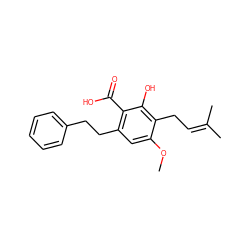 COc1cc(CCc2ccccc2)c(C(=O)O)c(O)c1CC=C(C)C ZINC000013340605