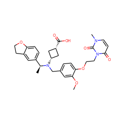 COc1cc(CN([C@H]2C[C@@H](C(=O)O)C2)[C@@H](C)c2ccc3c(c2)CCO3)ccc1OCCn1c(=O)ccn(C)c1=O ZINC000473243869