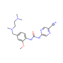 COc1cc(CN(C)CCN(C)C)ccc1NC(=O)Nc1cnc(C#N)cn1 ZINC000023358629