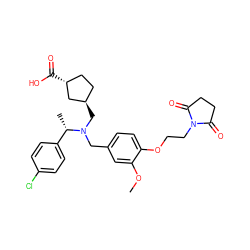 COc1cc(CN(C[C@@H]2CC[C@@H](C(=O)O)C2)[C@@H](C)c2ccc(Cl)cc2)ccc1OCCN1C(=O)CCC1=O ZINC000206142124