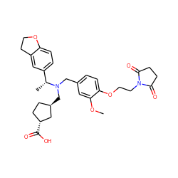 COc1cc(CN(C[C@@H]2CC[C@@H](C(=O)O)C2)[C@H](C)c2ccc3c(c2)CCO3)ccc1OCCN1C(=O)CCC1=O ZINC000218625481