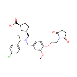 COc1cc(CN(C[C@@H]2CC[C@H](C(=O)O)C2)[C@@H](C)c2ccc(Cl)cc2)ccc1OCCN1C(=O)CCC1=O ZINC000217392689