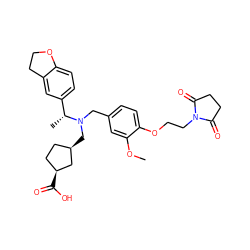 COc1cc(CN(C[C@@H]2CC[C@H](C(=O)O)C2)[C@H](C)c2ccc3c(c2)CCO3)ccc1OCCN1C(=O)CCC1=O ZINC000217398785