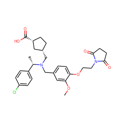 COc1cc(CN(C[C@H]2CC[C@@H](C(=O)O)C2)[C@@H](C)c2ccc(Cl)cc2)ccc1OCCN1C(=O)CCC1=O ZINC000224842867
