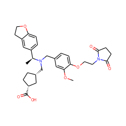 COc1cc(CN(C[C@H]2CC[C@@H](C(=O)O)C2)[C@@H](C)c2ccc3c(c2)CCO3)ccc1OCCN1C(=O)CCC1=O ZINC000218625637