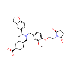 COc1cc(CN(C[C@H]2CC[C@@H](C(=O)O)CC2)[C@H](C)c2ccc3c(c2)CCO3)ccc1OCCN1C(=O)CCC1=O ZINC000473227503