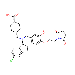 COc1cc(CN(C[C@H]2CC[C@@H](C(=O)O)CC2)[C@H]2CCc3cc(Cl)ccc32)ccc1OCCN1C(=O)CCC1=O ZINC000473227418