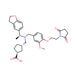 COc1cc(CN(C[C@H]2CC[C@H](C(=O)O)C2)[C@@H](C)c2ccc3c(c2)CCO3)ccc1OCCN1C(=O)CCC1=O ZINC000218625549