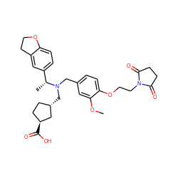 COc1cc(CN(C[C@H]2CC[C@H](C(=O)O)C2)[C@H](C)c2ccc3c(c2)CCO3)ccc1OCCN1C(=O)CCC1=O ZINC000218626483