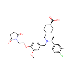 COc1cc(CN(C[C@H]2CC[C@H](C(=O)O)CC2)[C@@H](C)c2ccc(Cl)c(C)c2)ccc1OCCN1C(=O)CCC1=O ZINC000473228764