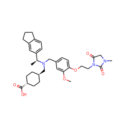 COc1cc(CN(C[C@H]2CC[C@H](C(=O)O)CC2)[C@@H](C)c2ccc3c(c2)CCC3)ccc1OCCN1C(=O)CN(C)C1=O ZINC000473233239