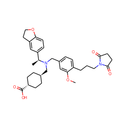 COc1cc(CN(C[C@H]2CC[C@H](C(=O)O)CC2)[C@@H](C)c2ccc3c(c2)CCO3)ccc1CCCN1C(=O)CCC1=O ZINC000473228815