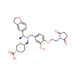 COc1cc(CN(C[C@H]2CC[C@H](C(=O)O)CC2)[C@@H](C)c2ccc3c(c2)CCO3)ccc1OCCN1C(=O)CCC1=O ZINC000473227505