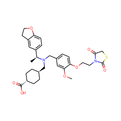 COc1cc(CN(C[C@H]2CC[C@H](C(=O)O)CC2)[C@@H](C)c2ccc3c(c2)CCO3)ccc1OCCN1C(=O)CSC1=O ZINC000473227452