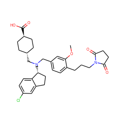 COc1cc(CN(C[C@H]2CC[C@H](C(=O)O)CC2)[C@@H]2CCc3cc(Cl)ccc32)ccc1CCCN1C(=O)CCC1=O ZINC000473228803