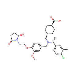 COc1cc(CN(C[C@H]2CC[C@H](C(=O)O)CC2)[C@H](C)c2ccc(Cl)c(C)c2)ccc1OCCN1C(=O)CCC1=O ZINC000473228763