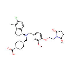 COc1cc(CN(C[C@H]2CC[C@H](C(=O)O)CC2)[C@H]2CCc3c2ccc(Cl)c3C)ccc1OCCN1C(=O)CCC1=O ZINC000473228750