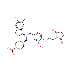 COc1cc(CN(C[C@H]2CC[C@H](C(=O)O)CC2)[C@H]2CCc3cc(Cl)c(C)cc32)ccc1OCCN1C(=O)CCC1=O ZINC000473228897