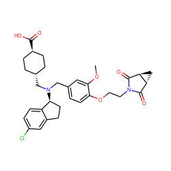 COc1cc(CN(C[C@H]2CC[C@H](C(=O)O)CC2)[C@H]2CCc3cc(Cl)ccc32)ccc1OCCN1C(=O)[C@H]2C[C@@H]2C1=O ZINC000473233329