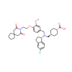 COc1cc(CN(C[C@H]2CC[C@H](C(=O)O)CC2)[C@H]2CCc3cc(Cl)ccc32)ccc1OCCN1C(=O)CC2(CCCC2)CC1=O ZINC000473233245