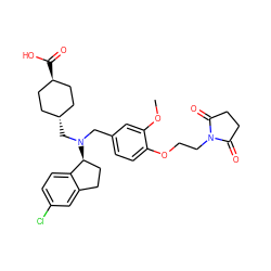 COc1cc(CN(C[C@H]2CC[C@H](C(=O)O)CC2)[C@H]2CCc3cc(Cl)ccc32)ccc1OCCN1C(=O)CCC1=O ZINC000473227423