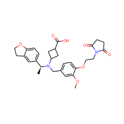 COc1cc(CN(C2CC(C(=O)O)C2)[C@@H](C)c2ccc3c(c2)CCO3)ccc1OCCN1C(=O)CCC1=O ZINC000224864370