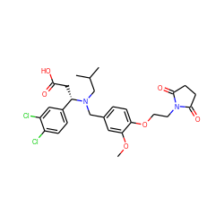 COc1cc(CN(CC(C)C)[C@@H](CC(=O)O)c2ccc(Cl)c(Cl)c2)ccc1OCCN1C(=O)CCC1=O ZINC000207285222