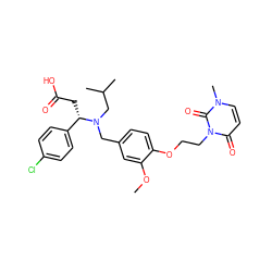 COc1cc(CN(CC(C)C)[C@@H](CC(=O)O)c2ccc(Cl)cc2)ccc1OCCn1c(=O)ccn(C)c1=O ZINC000207196601