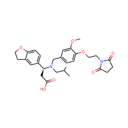 COc1cc(CN(CC(C)C)[C@@H](CC(=O)O)c2ccc3c(c2)CCO3)ccc1OCCN1C(=O)CCC1=O ZINC000207196274