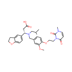 COc1cc(CN(CC(C)C)[C@@H](CC(=O)O)c2ccc3c(c2)CCO3)ccc1OCCn1c(=O)ccn(C)c1=O ZINC000225141292