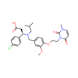 COc1cc(CN(CC(C)C)[C@H](CC(=O)O)c2ccc(Cl)cc2)ccc1OCCn1c(=O)ccn(C)c1=O ZINC000207196647