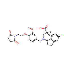 COc1cc(CN(CC2(C(=O)O)CC2)[C@@H]2CCc3cc(Cl)ccc32)ccc1OCCN1C(=O)CCC1=O ZINC000224843177